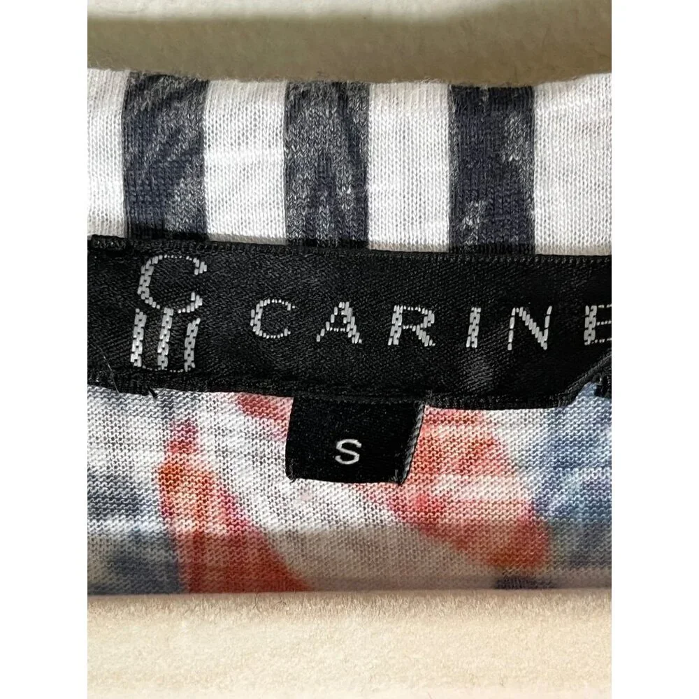 Colorful Fish Print Top Blue S Coastal Nautical Resort Preppy Striped Patriotic - Picture 3 of 7